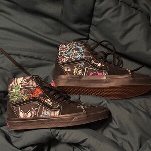 Disney x Vans. Villains. Black High-Top Sneakers with Colorful Graphics